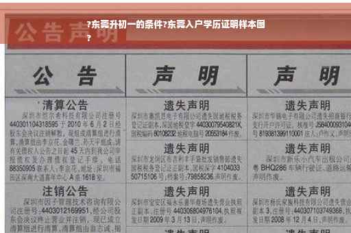 ?东莞升初一的条件?东莞入户学历证明样本图
?