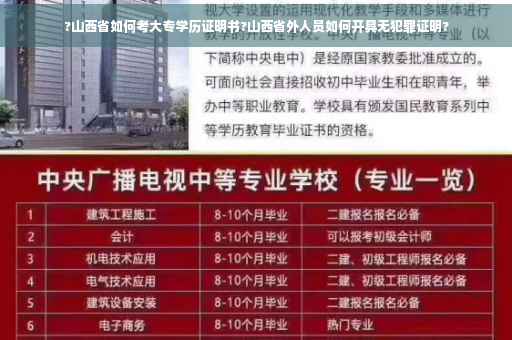 ?山西省如何考大专学历证明书?山西省外人员如何开具无犯罪证明?