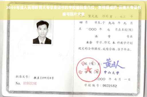 2000年成人高等教育大专毕业证书的学校编码是几位，怎样组成的-云南大专证书编号图片大全