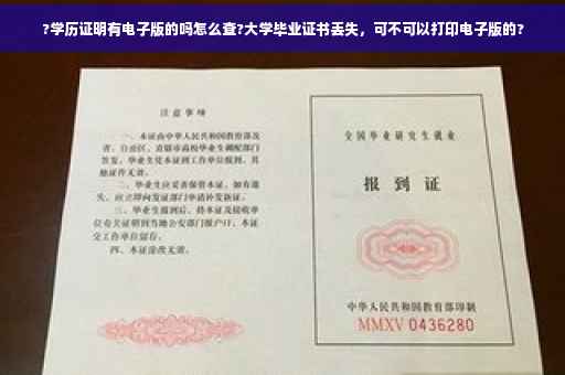?学历证明有电子版的吗怎么查?大学毕业证书丢失，可不可以打印电子版的?