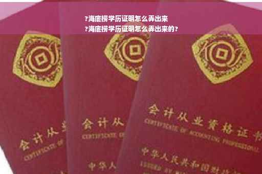 ?海底捞学历证明怎么弄出来
?海底捞学历证明怎么弄出来的?