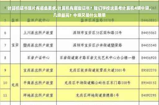计算机证书图片有哪些要求,计算机有哪些证书？我们学校说要考计算机4级中级。几级最高？中级又是什么意思