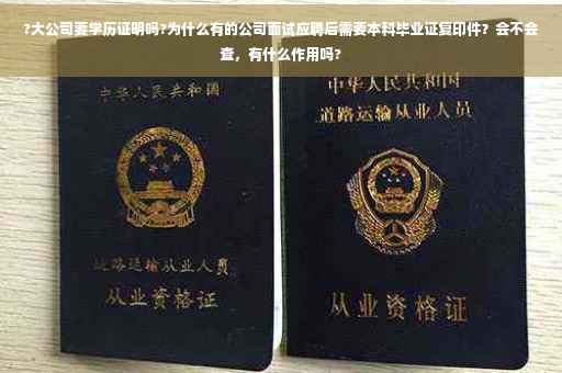 ?大公司要学历证明吗?为什么有的公司面试应聘后需要本科毕业证复印件？会不会查，有什么作用吗?