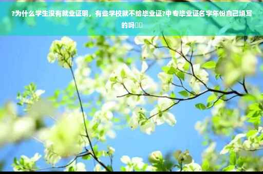 ?为什么学生没有就业证明，有些学校就不给毕业证?中专毕业证名字年份自己填写的吗⚡️