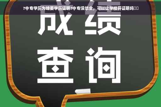 ?中专学历为啥要学历证明?中专没毕业，可以让学校开证明吗⚡️