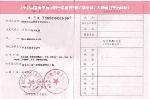 ?小公司需要学历证明干嘛用的?有了毕业证，为啥要开学历证明?