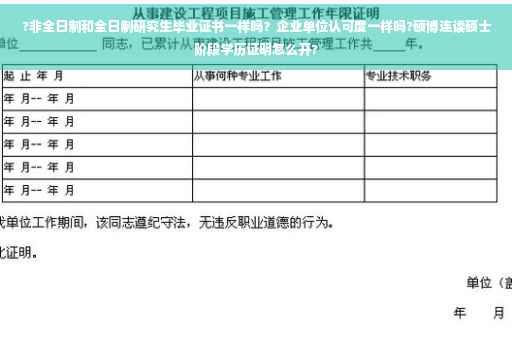 ?非全日制和全日制研究生毕业证书一样吗？企业单位认可度一样吗?硕博连读硕士阶段学历证明怎么开?