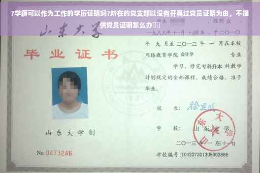 ?学籍可以作为工作的学历证明吗?所在的党支部以没有开具过党员证明为由，不提供党员证明怎么办⚡️