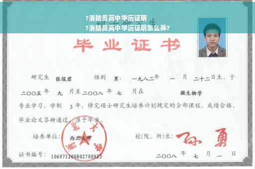 ?消防员高中学历证明
?消防员高中学历证明怎么弄?