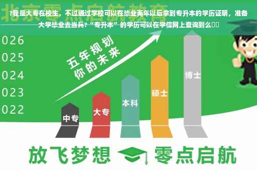 ?我是大专在校生，不过通过学校可以在毕业两年以后拿到专升本的学历证明，准备大学毕业去当兵?“专升本”的学历可以在学信网上查询到么⚡️