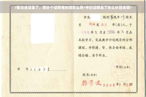 ?我毕业证丢了，想补个证明谁知道怎么弄?学历证明丢了怎么补回来呢?