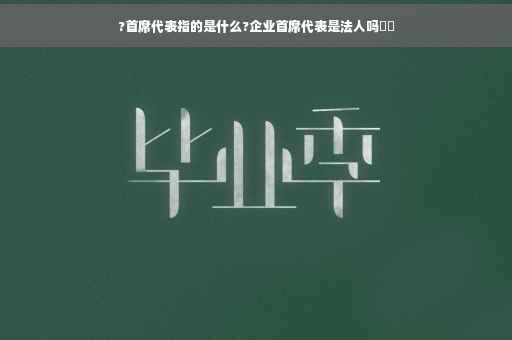 ?首席代表指的是什么?企业首席代表是法人吗⚡️