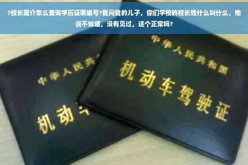 ?校长简介怎么查询学历证明编号?我问我的儿子，你们学校的校长姓什么叫什么，他说不知道，没有见过，这个正常吗?