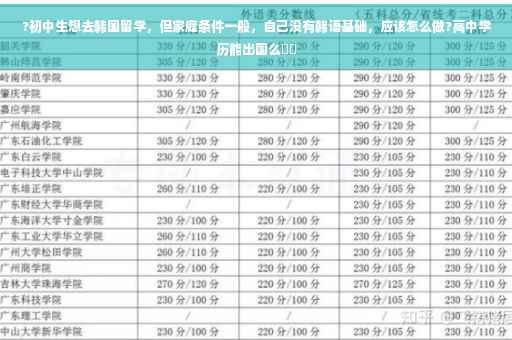 ?初中生想去韩国留学，但家庭条件一般，自己没有韩语基础，应该怎么做?高中学历能出国么⚡️