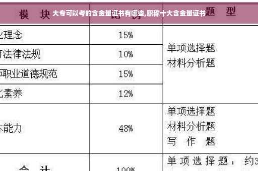 大专可以考的含金量证书有哪些,职称十大含金量证书