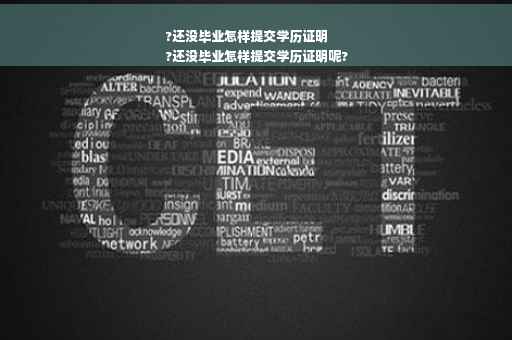 ?还没毕业怎样提交学历证明
?还没毕业怎样提交学历证明呢?