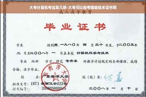 大专计算机考试是几级-大专可以报考哪些技术证书呢