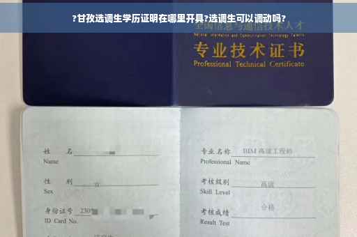 ?甘孜选调生学历证明在哪里开具?选调生可以调动吗?
