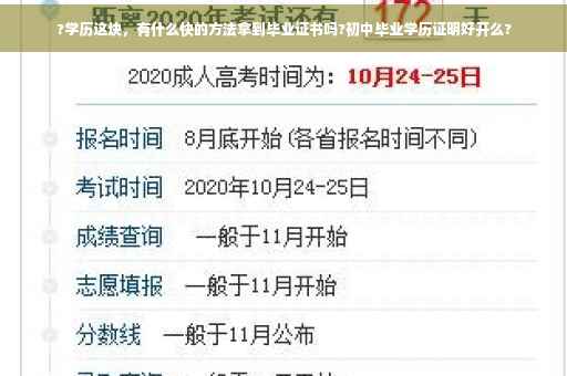 ?学历这块，有什么快的方法拿到毕业证书吗?初中毕业学历证明好开么?