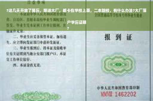 ?这几天开放了简历，想进大厂，都卡在学校上面，二本院校，有什么办法?大厂落户学历证明
?