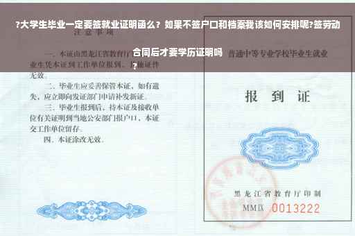?大学生毕业一定要签就业证明函么？如果不签户口和档案我该如何安排呢?签劳动合同后才要学历证明吗
?