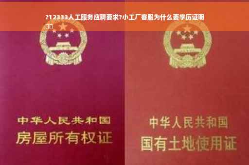 ?12333人工服务应聘要求?小工厂客服为什么要学历证明
⚡️