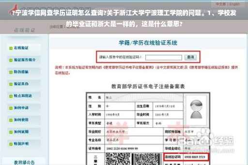 ?宁波学信网查学历证明怎么查询?关于浙江大学宁波理工学院的问题。1、学校发的毕业证和浙大是一样的，这是什么意思?