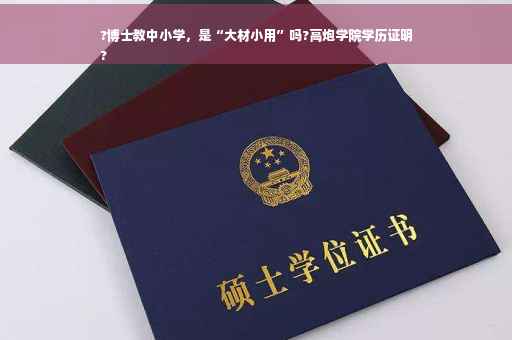 ?博士教中小学，是“大材小用”吗?高炮学院学历证明
?