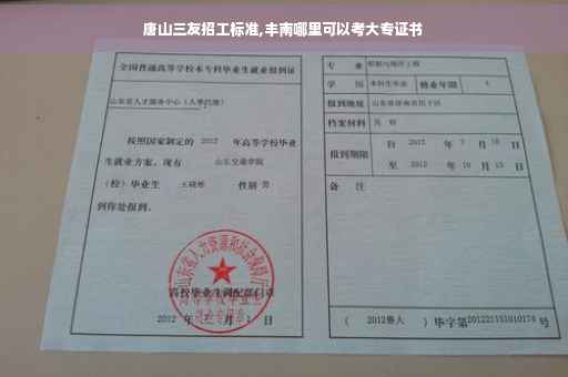 唐山三友招工标准,丰南哪里可以考大专证书