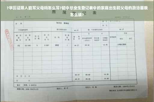 ?学历证明人能写父母吗怎么写?初中毕业生登记表中的家庭出生和父母的政治面貌怎么填?