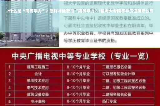 ?什么是“同等学力”？怎样才能取得“同等学力”?报考大专同等学历证明怎么写
?