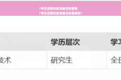 ?学历证明的报告编号在哪看
?学历证明的报告编号在哪看到?