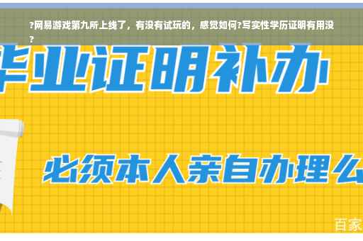 ?网易游戏第九所上线了，有没有试玩的，感觉如何?写实性学历证明有用没
?