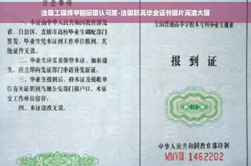 法国工程师学院回国认可度-法国职高毕业证书图片高清大图