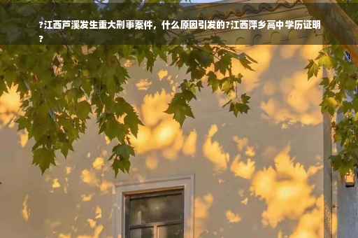 ?江西芦溪发生重大刑事案件，什么原因引发的?江西萍乡高中学历证明
?