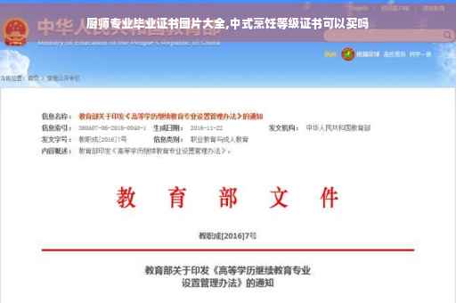 厨师专业毕业证书图片大全,中式烹饪等级证书可以买吗