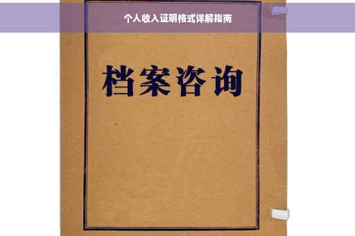 个人收入证明格式详解指南