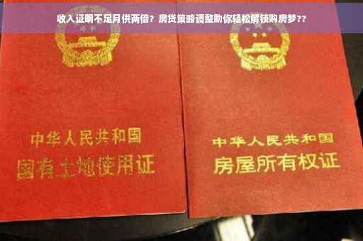 收入证明不足月供两倍？房贷策略调整助你轻松解锁购房梦??