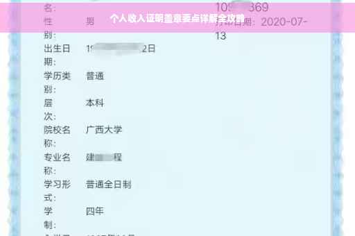 个人收入证明盖章要点详解全攻略