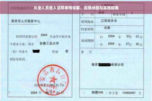 从业人员收入证明表格详解，应用场景与实用指南
