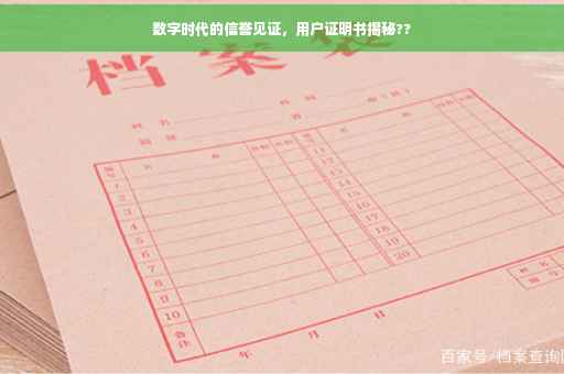 数字时代的信誉见证，用户证明书揭秘??