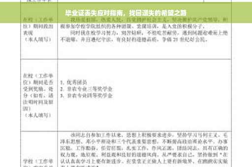 毕业证丢失应对指南，找回遗失的希望之路