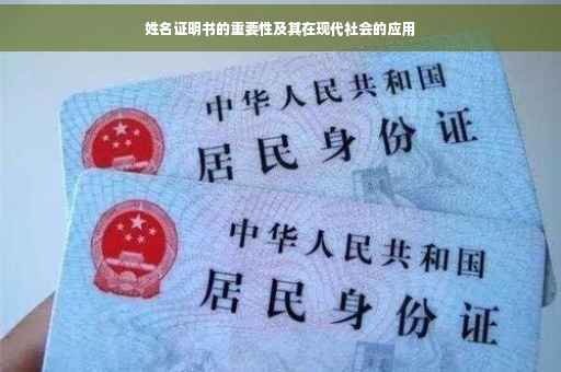 姓名证明书的重要性及其在现代社会的应用