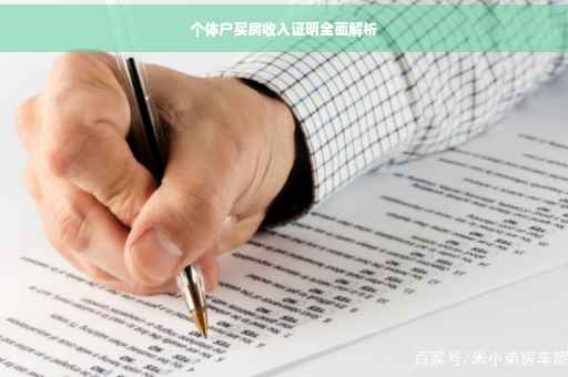 个体户买房收入证明全面解析