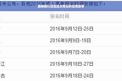 揭秘银行征信流水背后的信用故事