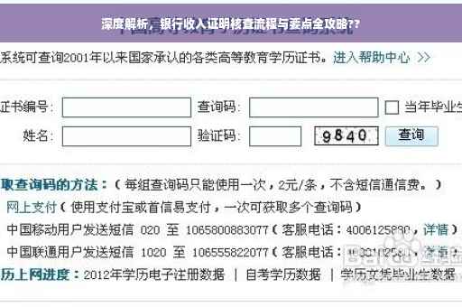 深度解析，银行收入证明核查流程与要点全攻略??
