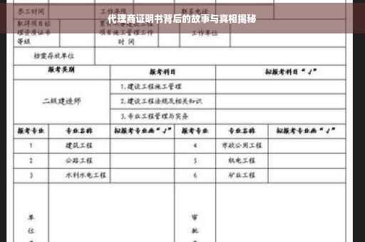 代理商证明书背后的故事与真相揭秘