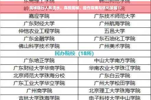 揭秘银行入账流水，真相揭秘、操作指南与优化策略??