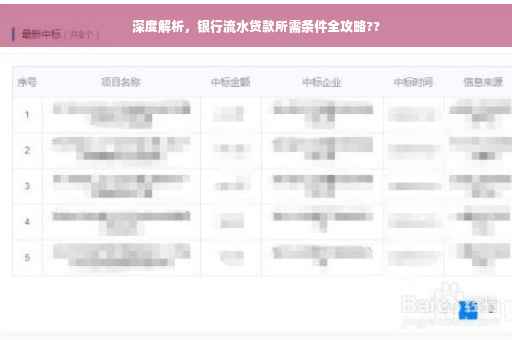 深度解析，银行流水贷款所需条件全攻略??