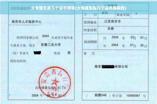 大专医生有几个证书等级(大专医生有几个证书等级的)